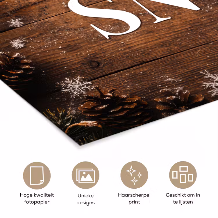Sneeuw - Houtlook - Quote - Let it snow poster papier klein -closeup_NL