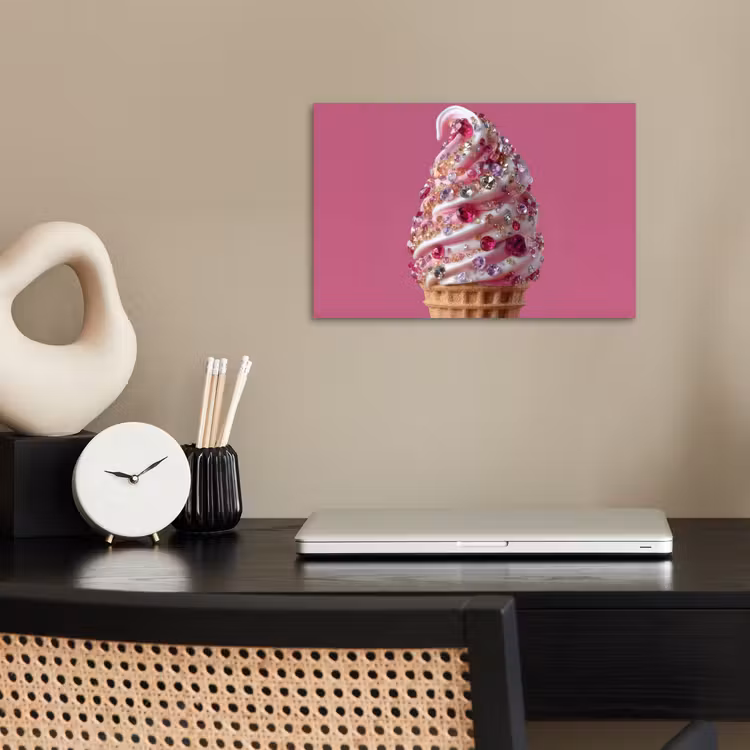 Softijs - Edelstenen - Roze - Hoorntje poster papier klein -sfeer1