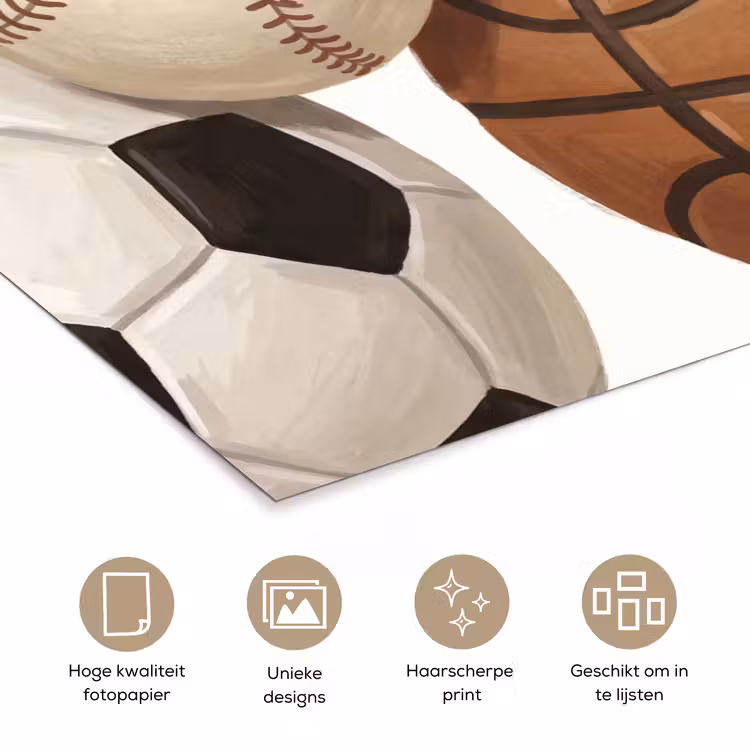 Sport - Ballen - Illustratie poster papier klein -closeup_NL