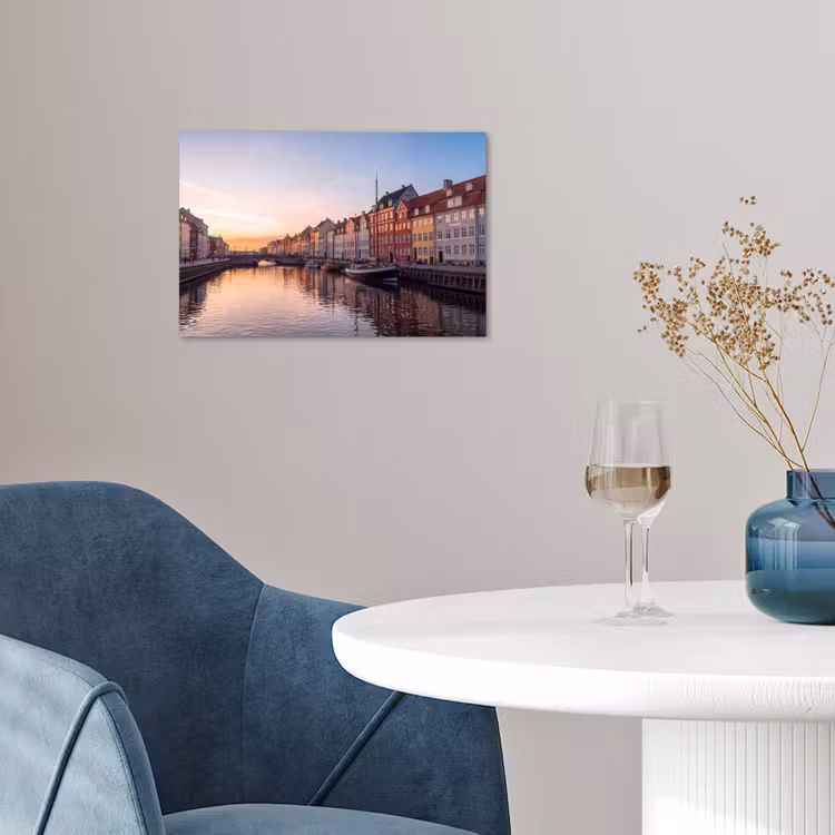 Stad - Gracht - Zonsondergang - Klassiek - Kleurrijk poster papier klein -sfeer3