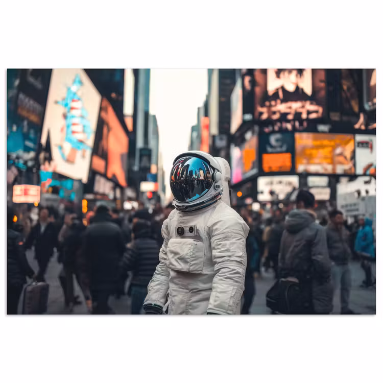 Stad - Mensen - Astronaut - Wit poster papier klein -3d