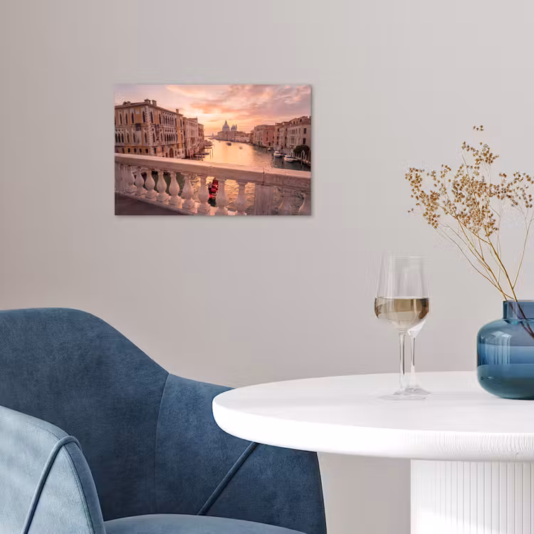 Stad - Venetië - Kanaal - Zonsopgang - Architectuur - Goud poster papier klein -sfeer3