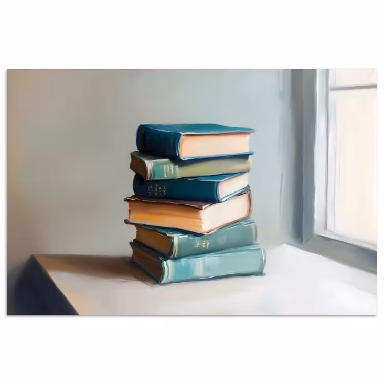 Stapel - Boeken - Groen - Daglicht poster papier klein -3d