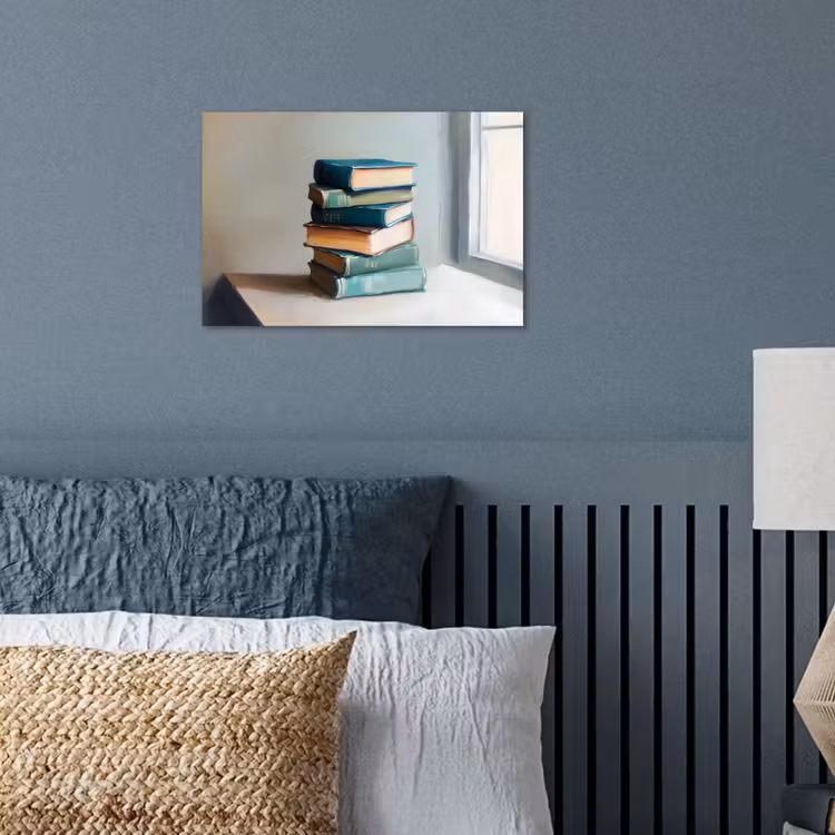 Stapel - Boeken - Groen - Daglicht poster papier klein -sfeer2