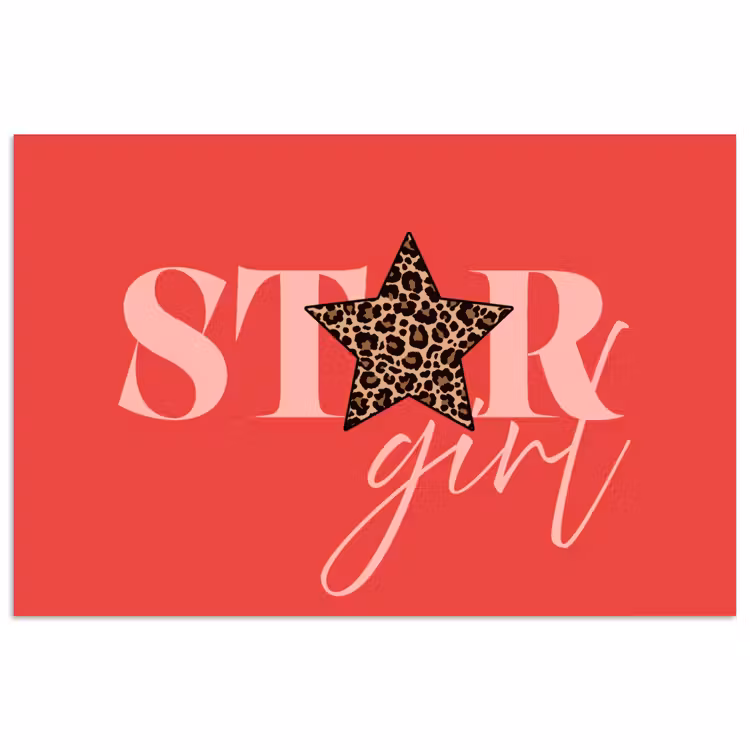 Star girl - Rood - Panter - Ster poster papier klein -3d