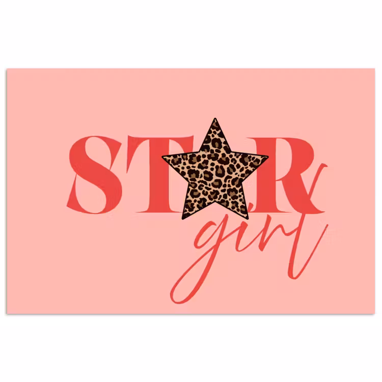 Star girl - Roze - Panter - Ster poster papier klein -3d