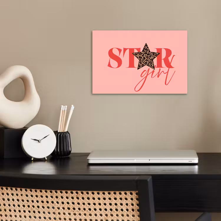 Star girl - Roze - Panter - Ster poster papier klein -sfeer1