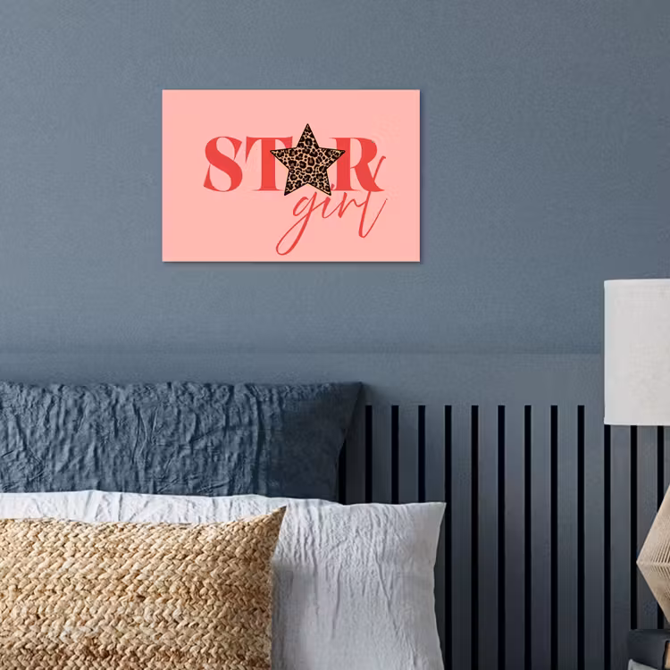 Star girl - Roze - Panter - Ster poster papier klein -sfeer2