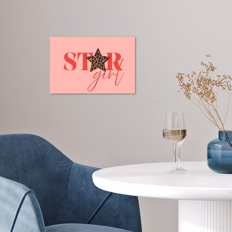Star girl - Roze - Panter - Ster poster papier klein -sfeer3