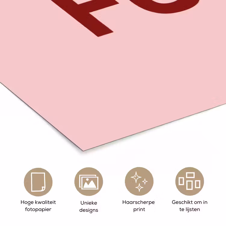 Statement - Krachtig - Roze poster papier klein -closeup_NL