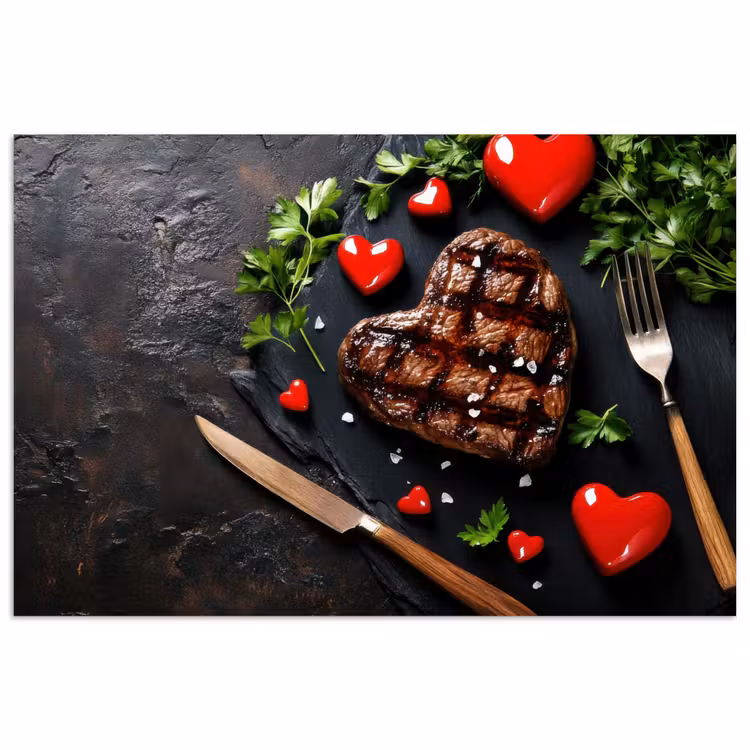 Steak - Hart - Bestek poster papier klein -3d