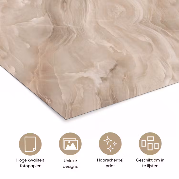 Steen - Golvend - Abstract - Beige poster papier klein -closeup_NL