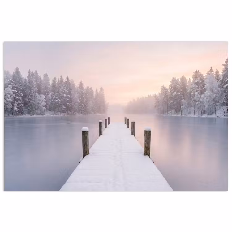 Steiger - Meer - Mist - Winter - Serene poster papier klein -3d