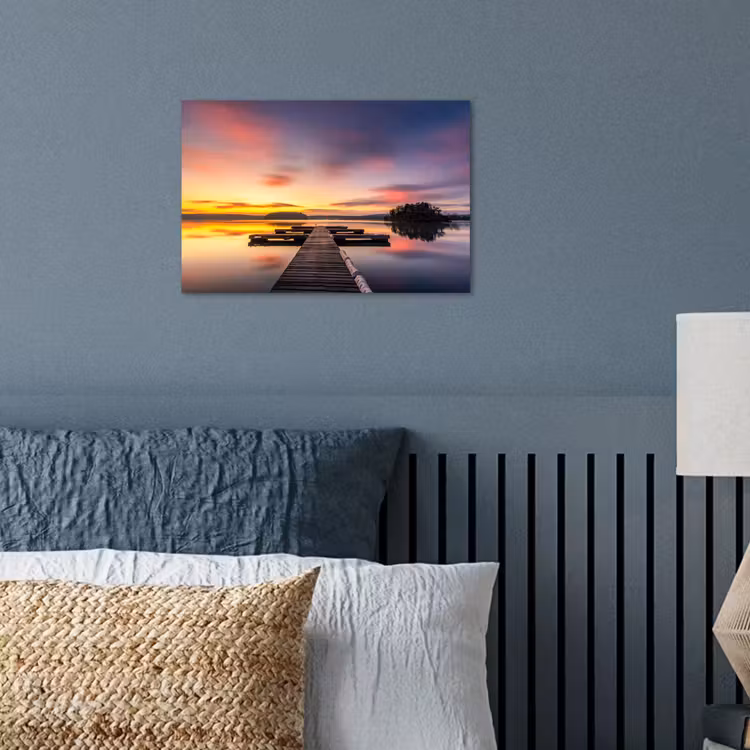 Steiger - Zonsondergang - Water - Zee - Reflectie poster papier klein -sfeer2
