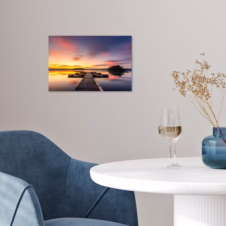 Steiger - Zonsondergang - Water - Zee - Reflectie poster papier klein -sfeer3