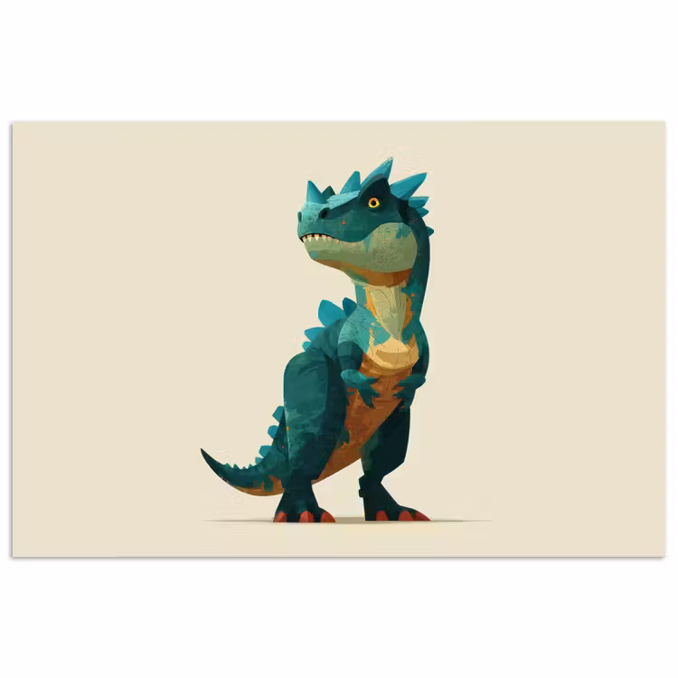 Stekels - Dino - Blauw - Gespierd poster papier klein -3d