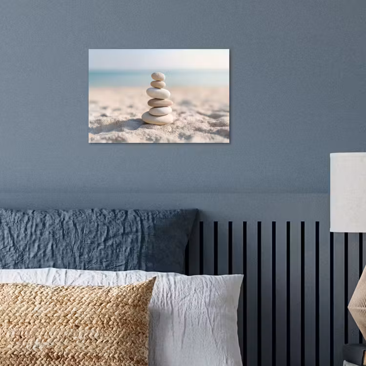 Stenen - Stapel - Zand - Zee poster papier klein -sfeer2