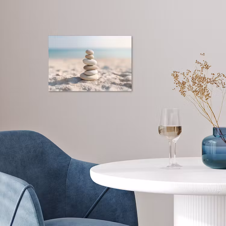 Stenen - Stapel - Zand - Zee poster papier klein -sfeer3