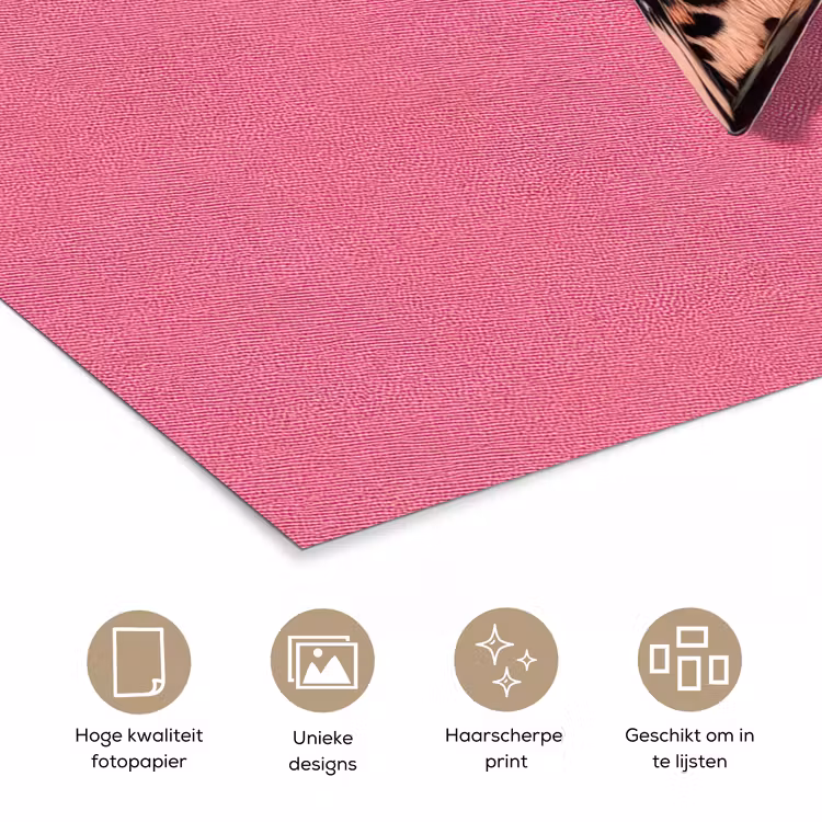 Ster - Luipaard - Print - Roze poster papier klein -closeup_NL