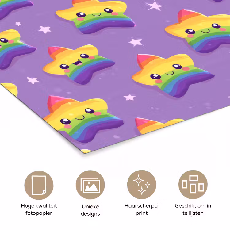 Sterren - Regenboog - Paars poster papier klein 62 -closeup_NL