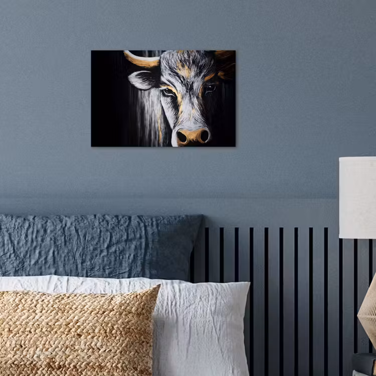 Stier - Hoorns - Snuit - Goud poster papier klein -sfeer2