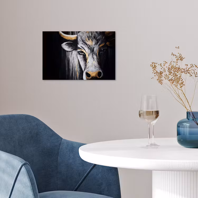 Stier - Hoorns - Snuit - Goud poster papier klein -sfeer3
