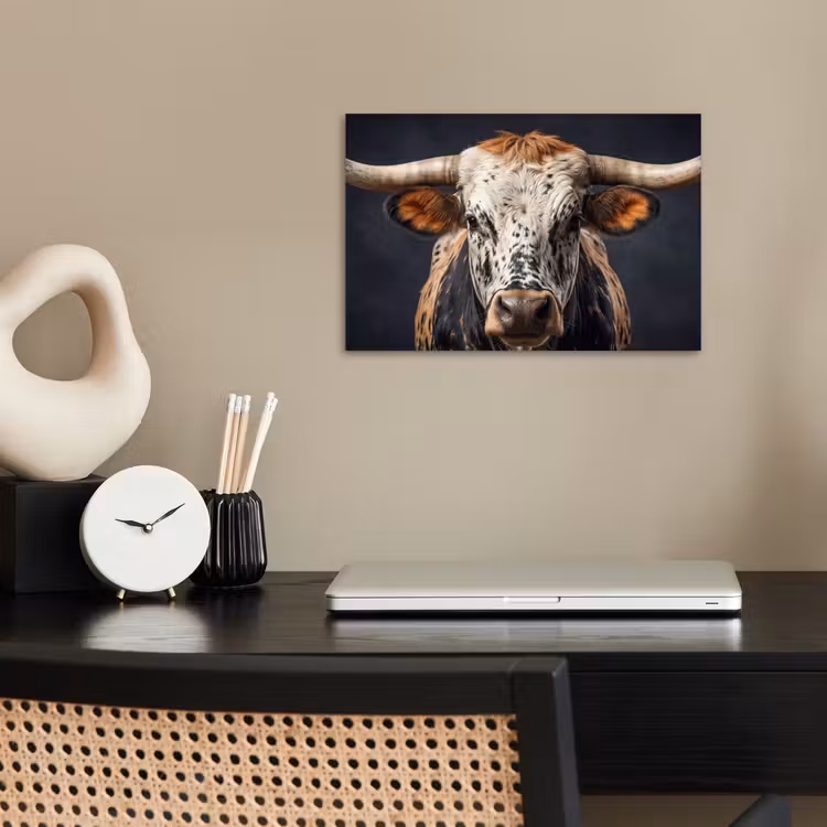 Stier - Kleurrijk - Hoorns poster papier klein -sfeer1