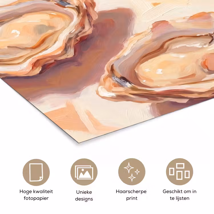 Stilleven - Citroenen - Oesters - Abstract - Oranje poster papier klein -closeup_NL