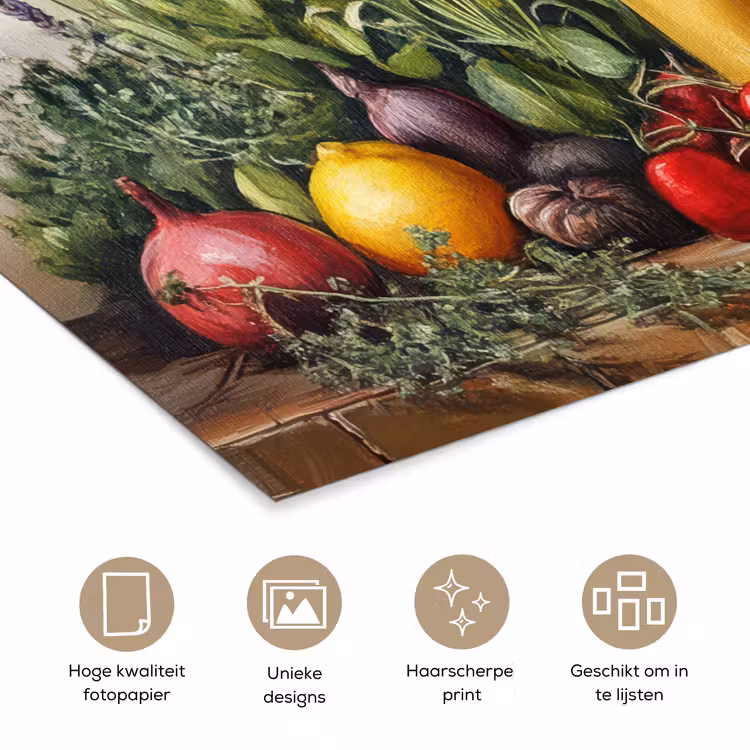Stilleven - Kruiden - Specerijen - Fruit - Kleurrijk poster papier klein -closeup_NL