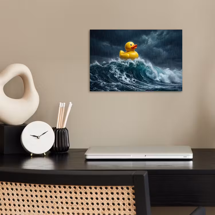 Storm - Badeend - Golven poster papier klein -sfeer1