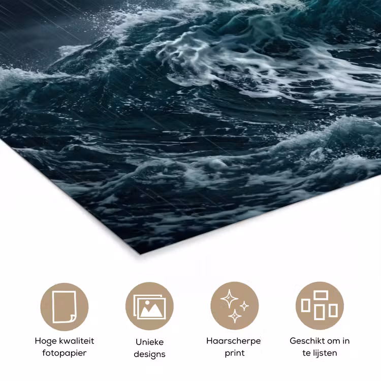 Storm - Badeend - Golven poster papier klein -closeup_NL