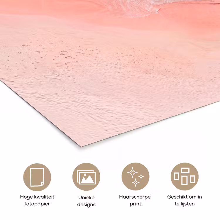 Strand - Oceaan - Golven - Roze Zand - Natuur poster papier klein -closeup_NL