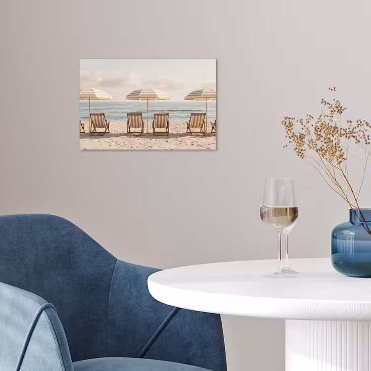 Strand - Stoelen - Parasol poster papier klein -sfeer3