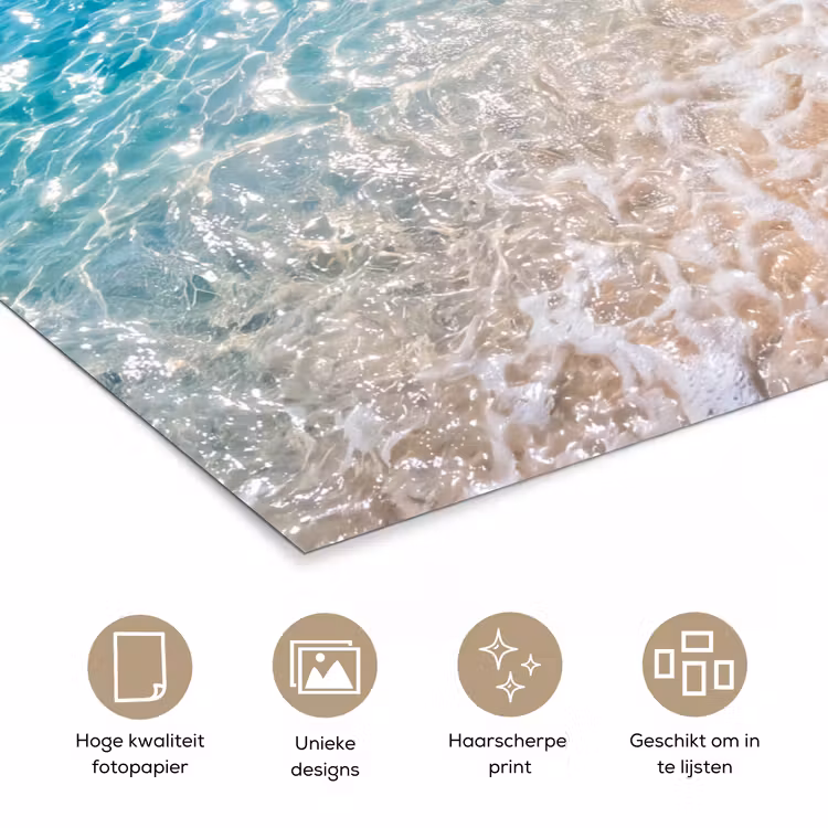 Strand - Water - Natuur - Blauw - Beige poster papier klein -closeup_NL
