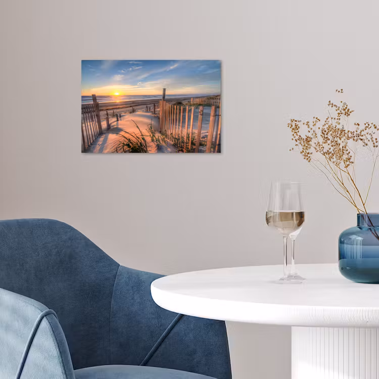 Strand - Zee - Duin - Zonsondergang - Landschap poster papier klein -sfeer3