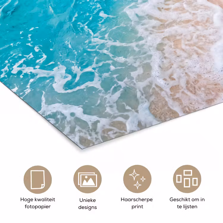 Strand - Zee - Golf - Natuur - Blauw poster papier klein -closeup_NL