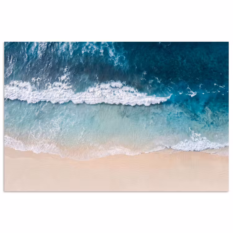 Strand - Zee - Golven - Natuur - Blauw poster papier klein -3d