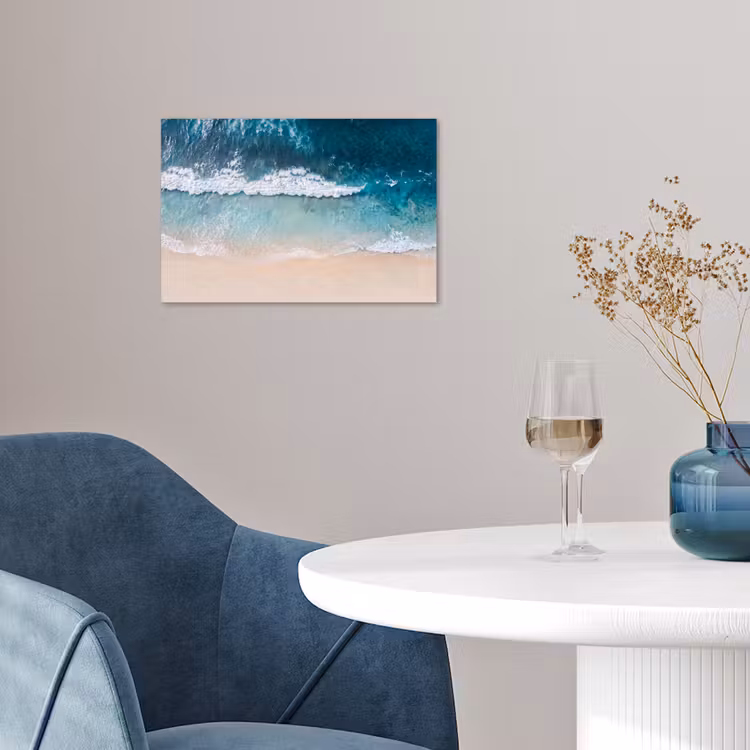 Strand - Zee - Golven - Natuur - Blauw poster papier klein -sfeer3