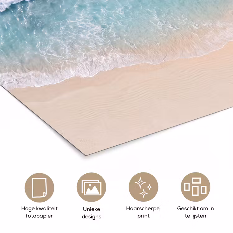 Strand - Zee - Golven - Natuur - Blauw poster papier klein -closeup_NL