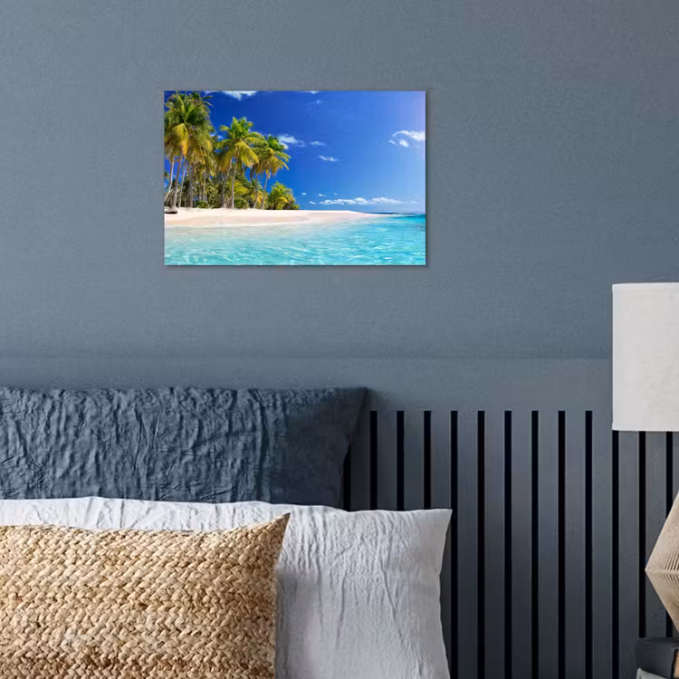 Strand - Zee - Palmboom - Zon - Zomer poster papier klein -sfeer2