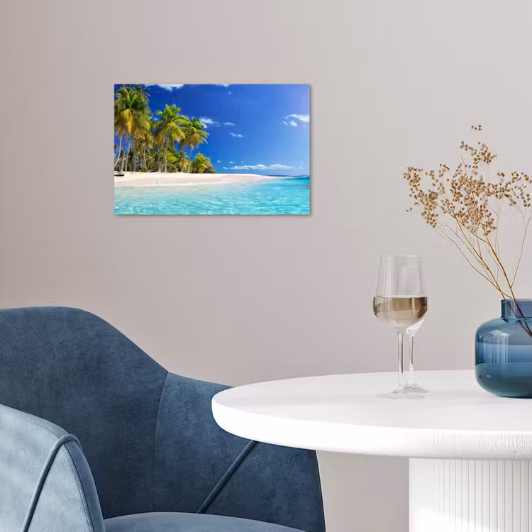 Strand - Zee - Palmboom - Zon - Zomer poster papier klein -sfeer3