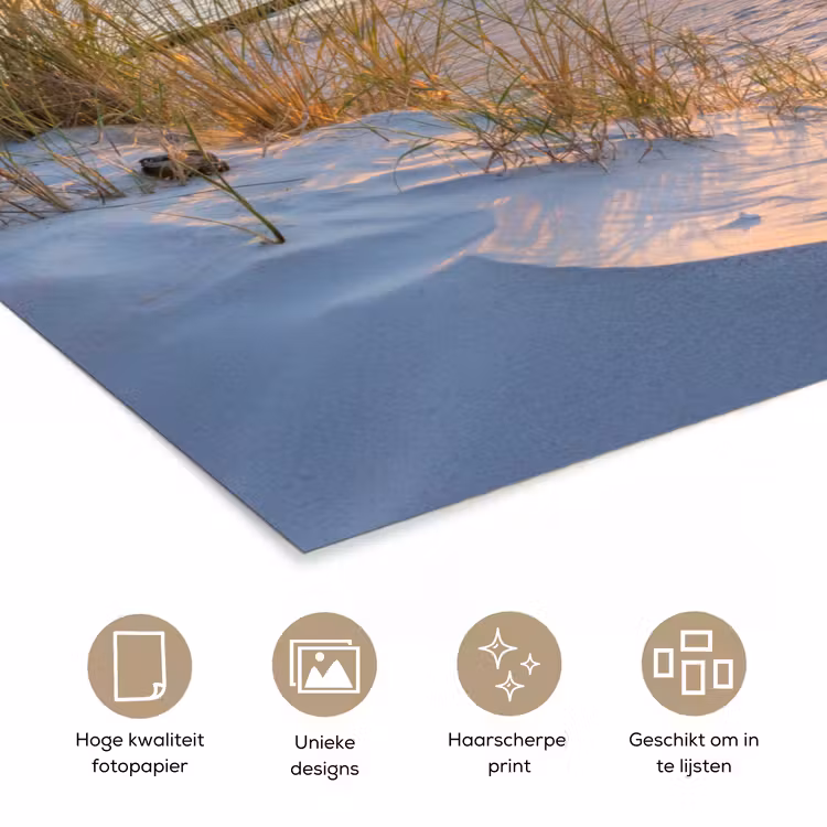 Strand - Zon - Duin - Gras - Zand - Horizon poster papier klein -closeup_NL