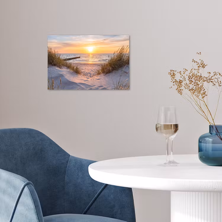 Strand - Zonsondergang - Natuur - Landschap poster papier klein -sfeer3