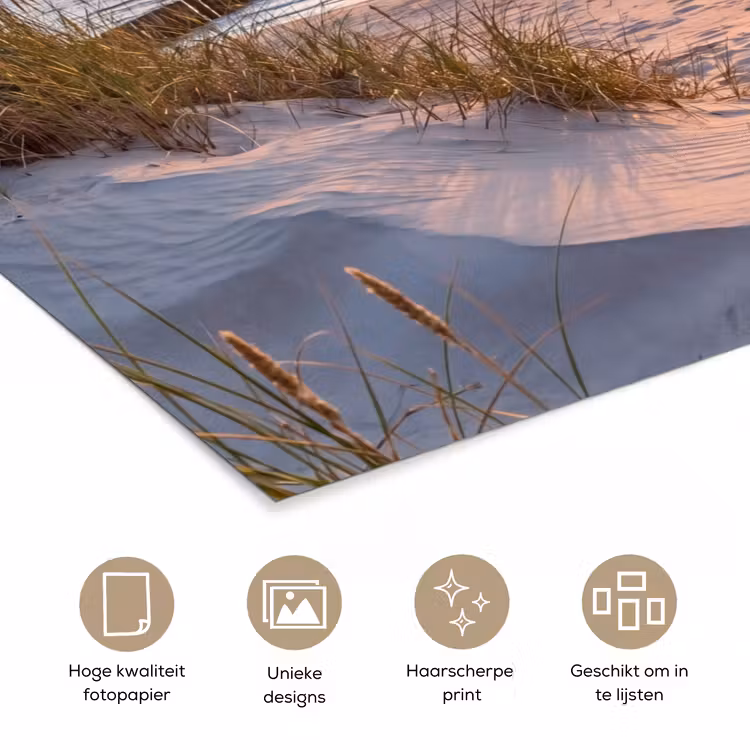 Strand - Zonsondergang - Natuur - Landschap poster papier klein -closeup_NL