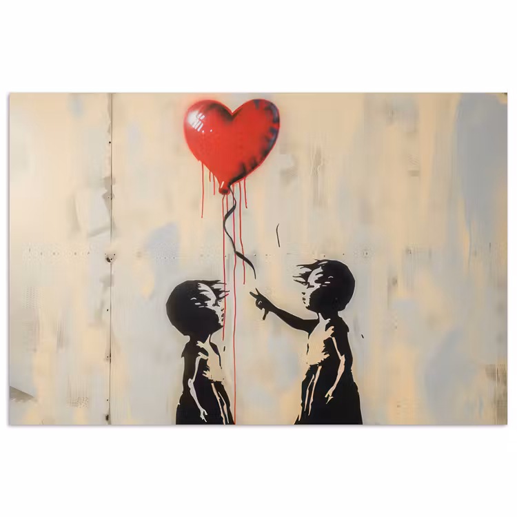 Street art - Banksy - Ballon - Graffiti - Retro poster papier klein -3d