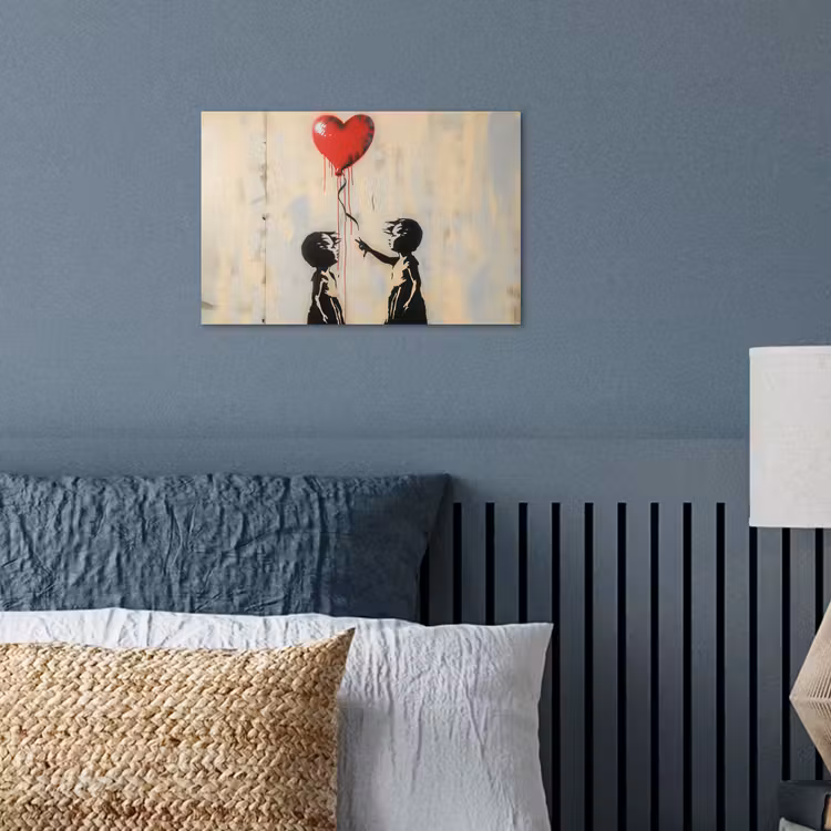 Street art - Banksy - Ballon - Graffiti - Retro poster papier klein -sfeer2