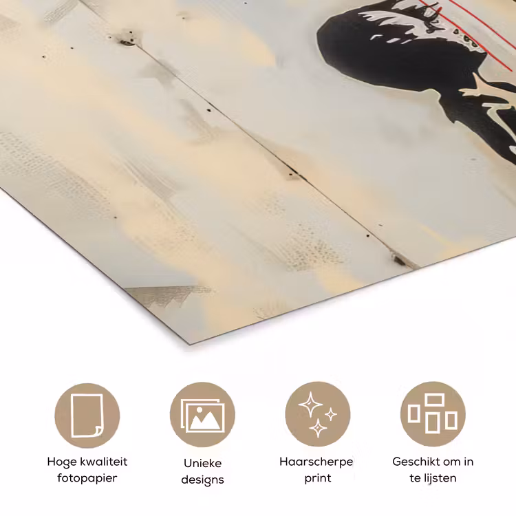 Street art - Banksy - Ballon - Graffiti - Retro poster papier klein -closeup_NL
