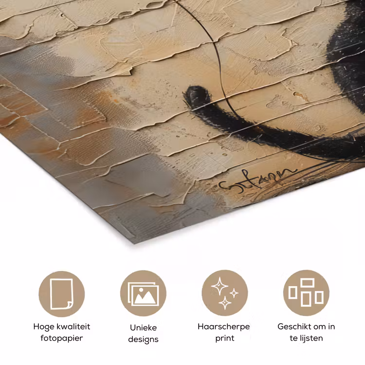 Street art - Kat - Ballon - Graffiti - Banksy poster papier klein -closeup_NL