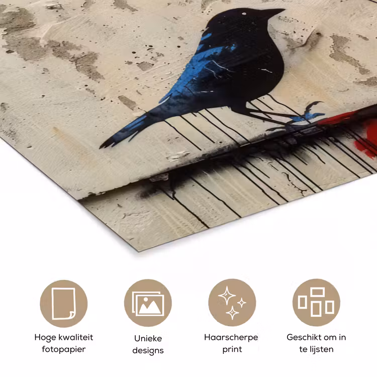 Street art - Meisje - Vogel - Graffiti - Banksy poster papier klein -closeup_NL
