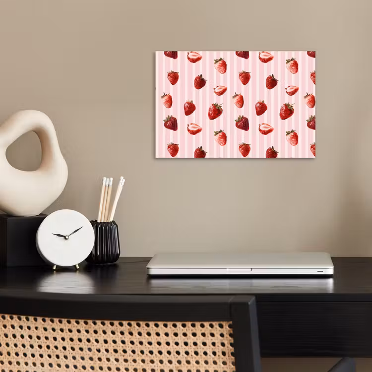 Strepen - Aardbei - Roze poster papier klein 62 -sfeer1